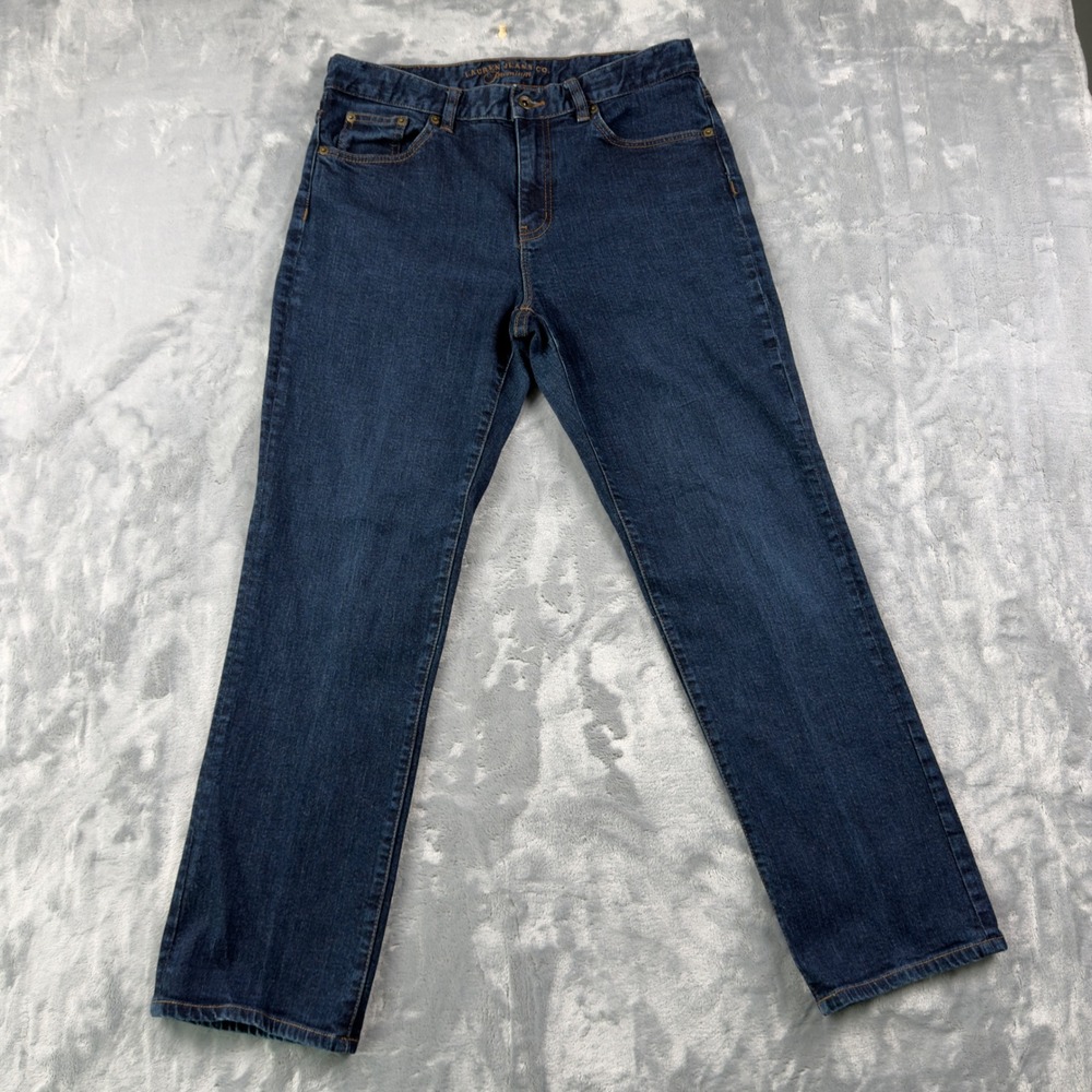 Lauren Jeans Co Premium Classic Straight Leg Dark Wash Denim Jeans Womens Size 8